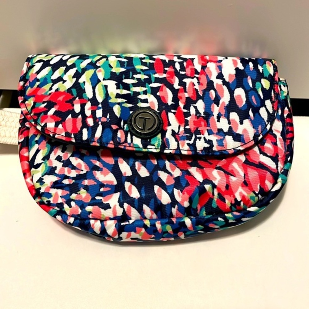 Talbots Colorful Red Blue Green Floral Nylon Adjustable Roomy Waistband Belt Bag